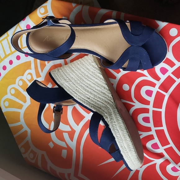 American Eagle Outfitters Shoes - Like new - Navy blue American Eagle espadrille wedges